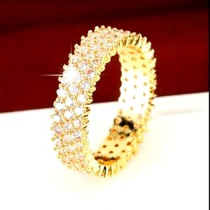 🔥3/$30🔥 Golden Band of White Zircons Ring